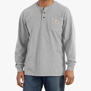 Carhartt Mens K128 Long Sleeve Henley T-Shirt Size XL Gray Original Fit